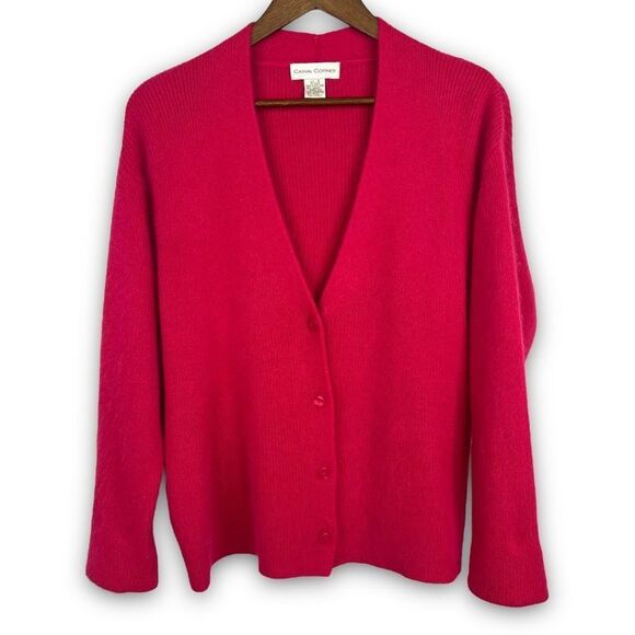 Casual Corner‎ Pink Button Front Lambswool Angora Blend Cardigan Sweater Small - Picture 1 of 12